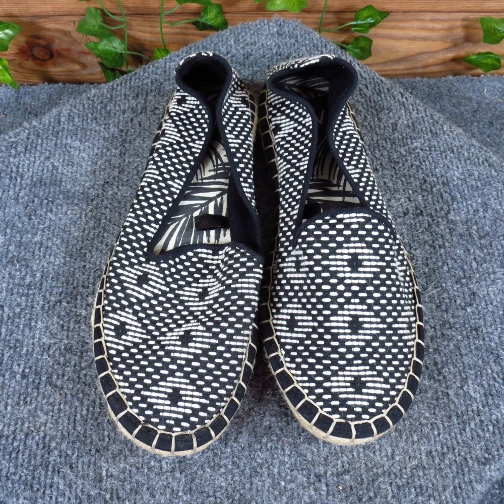 DV Dolce Vita Women Espadrille Flat Size 8 Summer Travel Black White Textile